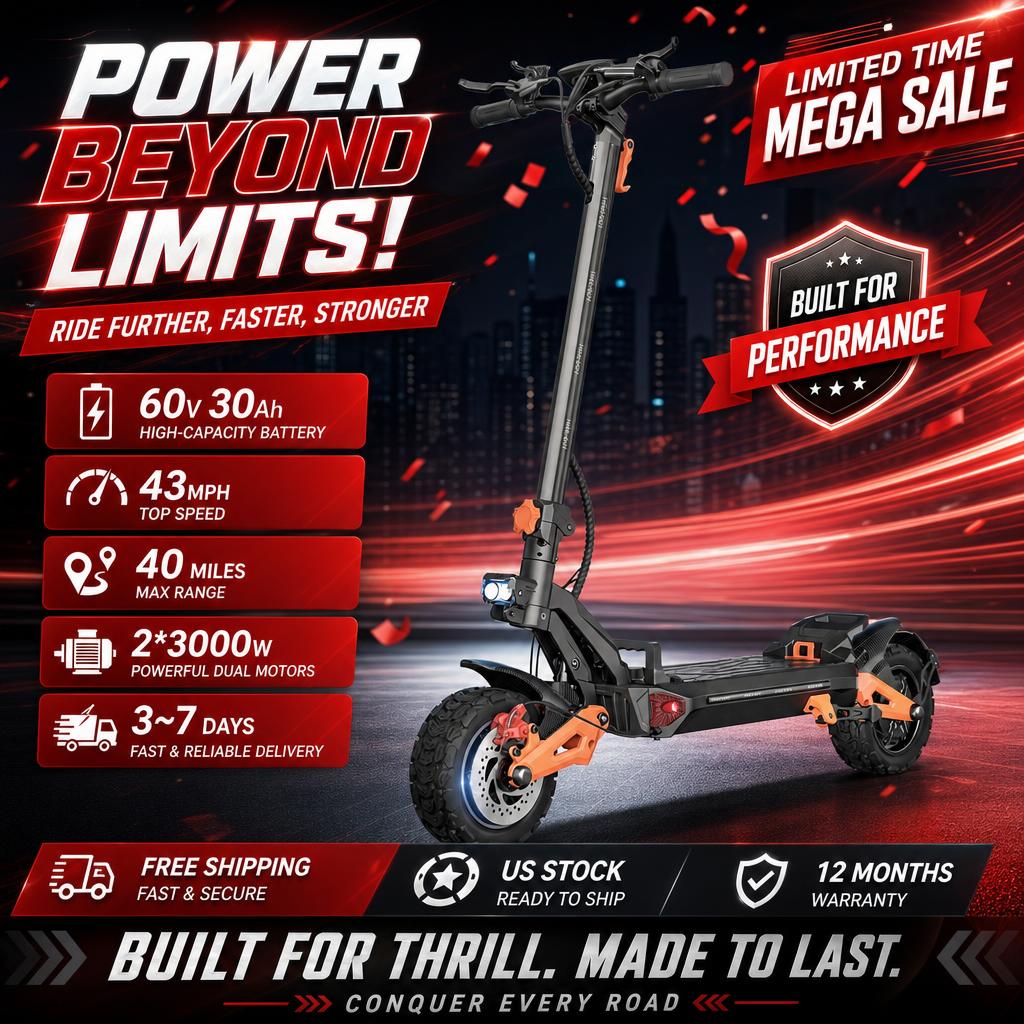 60V 30Ah Electric Scooter Battery - Электросамокат FREEBOY H9 для взрослых, 2