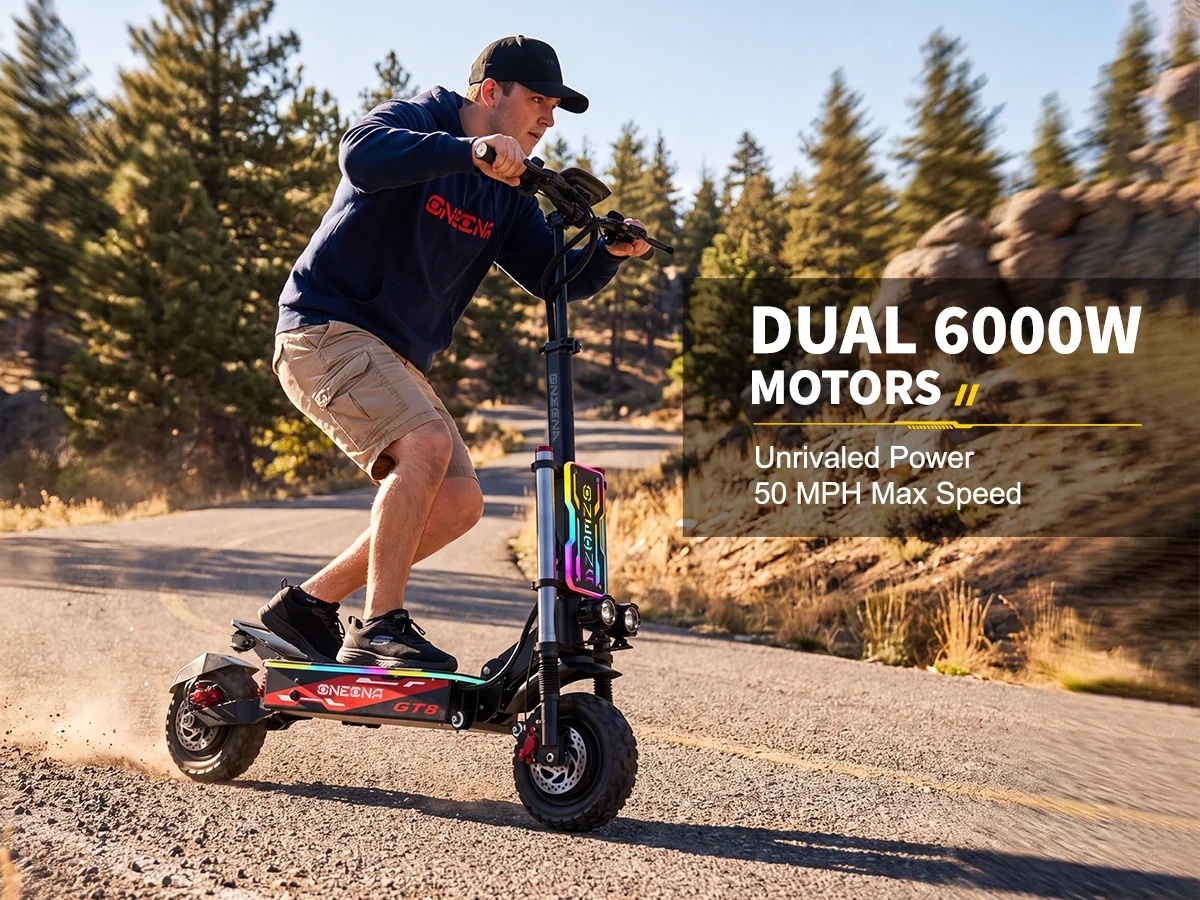 Электросамокат ONECNA NEW GT8P – обзор и цена 60V 5600W Dual Motor Electric Scooter